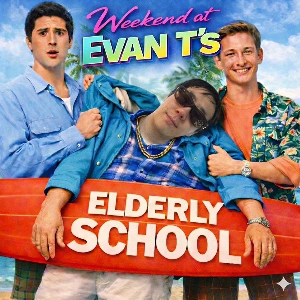 Weekend at Bernie's inspired poster for the song Elderly School.